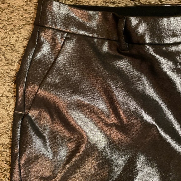 Express New Black Gray Shiny Coated Boot Mid Rise Editor Size 14R Pants Straight - Picture 9 of 13